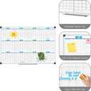 XBoard Magnetic Calendar Whiteboard 48" x 36", 12 Months Calendar Dry Erase Board, Silver Aluminium Framed White Board Planner for Home School Office Organization