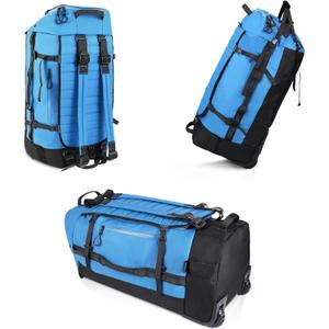 CONTAIL 86L Wheeled Duffel Bag, Soft Shell with Adjustable Web Handles, Carry On Size 29.5x14.2x12.6in, Foldable with Dual Wheels & Shoe Compartment,Blue