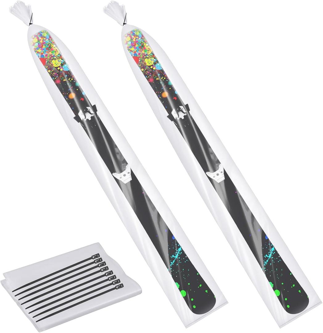 Youyole 8 Pcs Ski Bag Ski Travel Bag with 8 Reusable Zip Ties Ski Bags for Air Travel, Sealed on One End for Longer Road Trips or Messy Roads 14 x 82.67 Inches (210cm)