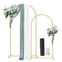 Metal Arch Backdrop Stand 7.2FT+6FT Wedding Arch Backdrop Stand Set of 2 Gold Arch Backdrop Stand for Valentines Day Party Wedding Ceremony Baby Shower Birthday Floral Balloon Decration