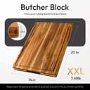 Bellsal Extra Large Teak Wood Cutting Board 20inch for Kitchen Charcuterie Board Heavy Duty Non Slip Feet Over Sink Butcher Block Chopping Board Nice Solid Thick Wooden Juice Groove XXl large Hardwood