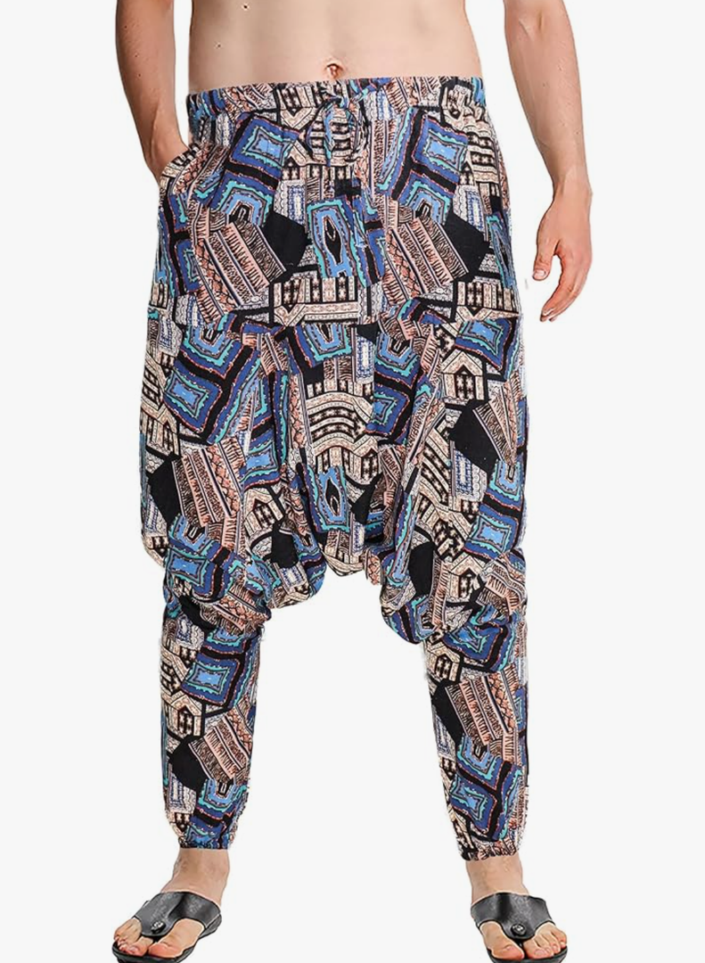 Men Women Cotton Baggy Hippie Yoga Harem Pants Funky Printed, Plus Size Trousers