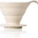 Aarcinhke Pour Over Coffee Maker V60 Ceramic, Pour Over Coffee Dripper Porcelain, Reusable Portable Coffee Dripper Filter Origami Accessories Non Plastic, White