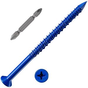 (30pcs) 1/4''x4 Concrete Screw Anchor Blue Flat Head for Anchoring to Masonry, Block or Brick Stucco