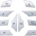 WODOFO GDR Silver Steering Wheel Button Cover Car Interior Decoration Trim Replacement for Mercedes Benz ML GL GLK GLA CLA CLS SL A B C E G Class Inner Accessories (11pcs)