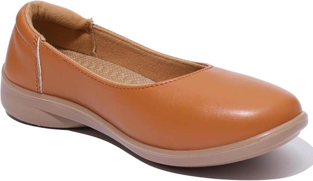 Aomigoct Flats for Women Ballets Shoes: Comfortable Dress Flats for Office Work - 2025 Ladies Dressy Wedding Shoe (Brown)