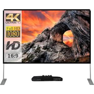 Outdoor-Projector-Screen-with-Stand - 100 inch Portable Projector Screen Indoor Outdoor Projector Screens 16:9 4K HD Lightweight Movie Screen with Carry Bag for Backyard Movie Night