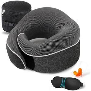 Amazon.com: UBEUONLY Travel Neck Pillow Chin Support Pillow Adjustable 100% Pure Memory Foam , New Ergonomic Design Soft Best Full Neck Surround Pillow Sleep for Home, Airplanes & Car (Black) : Home & Kitchen