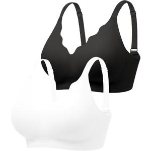 Wireless Jelly Bras for Women No Underwire with Support - S-2XL Seamless Bralettes Everyday Comfort Tshirt Padded Bra (L)