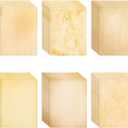 96 Sheets Vintage Style Stationery Paper - DIY Party Invitations, 8.5 x 11 Inch Stained Antique Papers for Letter Writing, Typewriting (Double Sided)