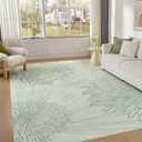 Green Rug Living Room Rugs: 12x15 Washable Large Neutral Soft Stain Resistant Non Slip Indoor Floor Carpet for Bedroom Nursery Kids Playroom Office Dining Room Home Decor Modern Floral Pattern