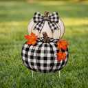 2 Pcs Black and White Fall Decor - Stacked Pumpkins Decor Metal Fall Yard Stakes Welcome Autumn Yard Sign for Home Decorations 30.7×14.2 Inch