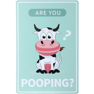 Vintage Highland Cow Bathroom Sign, Are You Pooping Funny Tin Sign for Bathroom Toilet Wall Art Decor (8 X 12 Inch)