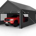 Shintenchi Carport 12' x 20' Heavy Duty Portable Garage, Car Port Canopy with Side-Opening Removable Door & Roll-Up Windows, Car Canopy for Truck,Car,Boat,Motorcycle,Grey