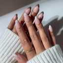 Glamnetic Press On Nails - Short Almond Fake Nails with Polka Dot French Tips, Glossy Finish | Salon Quality | Vacation Nails | Polka in Positano | 15 Sizes - 30 Nail Kit with Glue