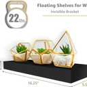 Sorbus Floating Shelves for Wall – 16 Inch Floating Shelf for Kitchen, Bedroom, Living Room, Bathroom, Home & Wall Decor - Mounted Bathroom Shelves with Invisible Brackets (Black, 2 Pack)