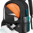 YOREPEK Basketball Backpack, Lightweight Basketball Bag with Ball Holder & Shoes Compartment, Sports Backpack Training Equipment Fit Soccer Volleyball Football (Black)