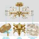XINGQI 16.9" Semi Flush Mount Ceiling Light Fixture Modern 6 Lights Antique Gold Chandelier, Sputnik Chandeliers Fashion Lighting for Bedroom Dining Room Farmhouse Kitchen Office