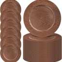 MAONAME 50 PC Brown Charger Plates Bulk, Farmhouse Faux Wood Plate Chargers, 13 inches