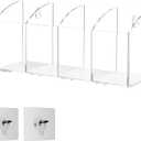 Acrylic Pen Holder Organizer 4 Compartments, Clear Makeup Brush Holder, No Drill Wall Mounting Pencil Holder for Office Accessories