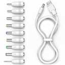 Cordro USB to DC 5V Power Cord, Universal DC Plug Jack Charging Cable with 9 Adapters for Moon Lamp, Massage Wand, Router, LED Light, Mini Fan, Speaker and More Devices (White)