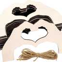 30 Pack 4 Inch Wood Hand Heart Cutouts Unfinished Wooden Hand Heart Hanging Ornaments DIY Gift Tags for Home Party Decoration