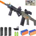 Realistic Sniper Rifle Toy Guns for Nerf Guns Bullets, Electric Foam Blaster Toy Set with Scope, 120 Soft Darts and 3 Magazines, Kids Semi Automatic Machine Toy Gun for Boys 8-12 Old (Green)