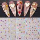 Valentine's Day Nail Art Stickers 3D Self-Adhesive Nail Decals Gold Heart Lip Rose Letter Nail Art Supplies DIY Valentine Design Manicure Nail Decoration Accessories for Women Girls 9 Sheet