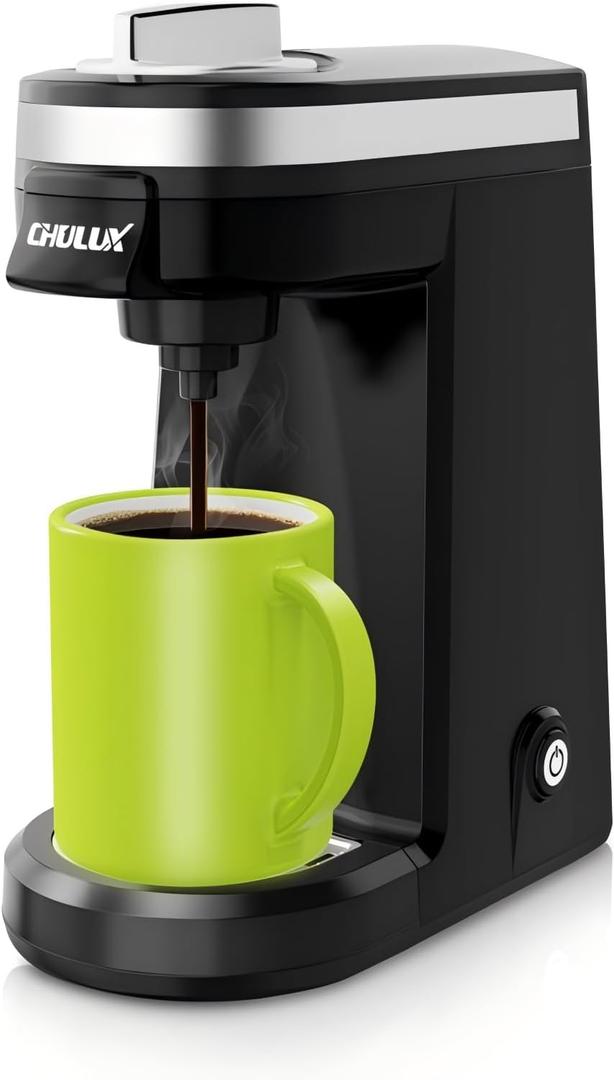 CHULUX Mini Single Serve Coffee Maker for K Cup Capsule, Tiny Small Size Coffee Machine for One Person Travel, RV, Truck and Home