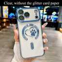 for iPhone 17 Pro Case, Glitter Clear Cute Paw Love Heart, Compatible with MagSafe, Strong Magnetic Full Camera Lens Protection Cover, Soft Slim Bling Phone Case 6.3" - Blue