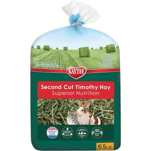 Kaytee 2nd Cut Soft and Lush Timothy Hay for Pet Guinea Pigs, Rabbits & Other Small Animals, 6.5 Pound