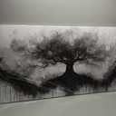 Tree of Life Wall Art Large Artwork Black and White Wall Art Modern Landscape Nature Canvas Prints Decor for Living Room Bedroom Office Ready to Hang 29"x59"