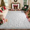 Area Rugs for Living Room, 6x9 Feet Soft Fluffy Shagg Plush Rug High Pile Large Indoor Modern Non-Slip Floor Carpet for Bedroom Nursery Kids Home Room Dorm Decor Aesthetic White