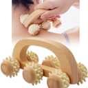 Handheld Massage Roller for Sore Muscle, Wood Therapy Massage Tools for Body, Wooden Fascia Roller for Deep Tissue, Lymphatic Drainage Massager for Legs/Thighs/Butt