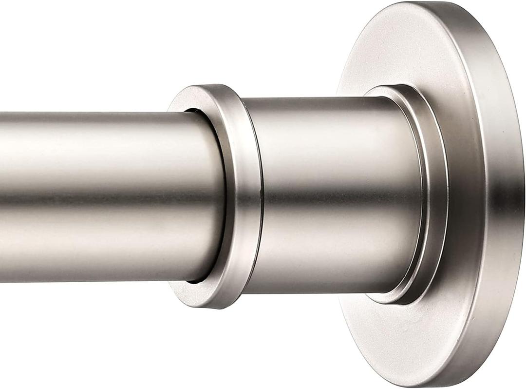 BRIOFOX Industrial Shower Curtain Rod - Spring Tension Shower Rod 43-72 Inch Tension Curtain Rod for Window or Bathroom, Satin Nickel