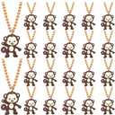 24 Pack Monkey Necklace Party Favors for First Birthday, Wild Animals Lover, Baby Shower Goodie Bag Fillers, School Carnival Rewards, Photography Props, Home Decorations, Classroom Prize