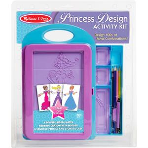 Melissa & Doug Princess Design Activity Kit - 9 Double-Sided Plates, 4 Colored Pencils, Rubbing Crayon