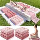 6 Pcs 21 Inch Pink Extra Large Outdoor Picnic Cushion Meditation Floor Pillow Square Large Pillow Seating for Adult Pink Picnic Party Decor for Birthday Bachelorette Tea Party Backyard Decor