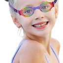Kids Swim Goggles No Hair PullKids Goggles Fabric Strap, Swimming Goggles with Case for Children Boys Girls (1pk Fish Bungee - Purple Mermaid)