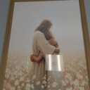 Jesus Hugging Woman Wall Art Christian Poster Religious Canvas Wall Decor Christ Lds Pictures Jesus Embracing Girl Prints Modern Painting for Living Room Bedroom 16x24 Inch Framed