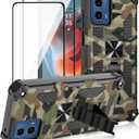 for Motorola Moto G Power 5G 2024 Case, with 2 Pack Tempered Glass Screen Protector, Military Grade, Kickstand with Magnetic Car Mount, Protective Phone Case for Moto G Power 5G 2024 Army Green