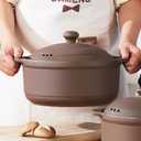 Natural Terracotta Casserole with Lids Clay Pots for Cooking, Unglazed Earthenware Rice Pots (T4-3.6QT)