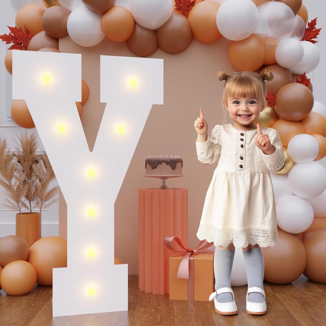 Bugame Marquee Letters - Large Light Up Letters for Birthday, Wedding, Baby Shower & Party Decor - 3 Feet Tall - Warm Light - Y