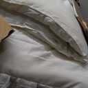 Litanika Full Comforter Set Ivory, 3 Pieces Beige Ruffle Farmhouse Aesthetic Bedding Comforter Set, Lightweight Fluffy Microfiber Bed Set (79x90In Comforter, 2 Pillowcases)