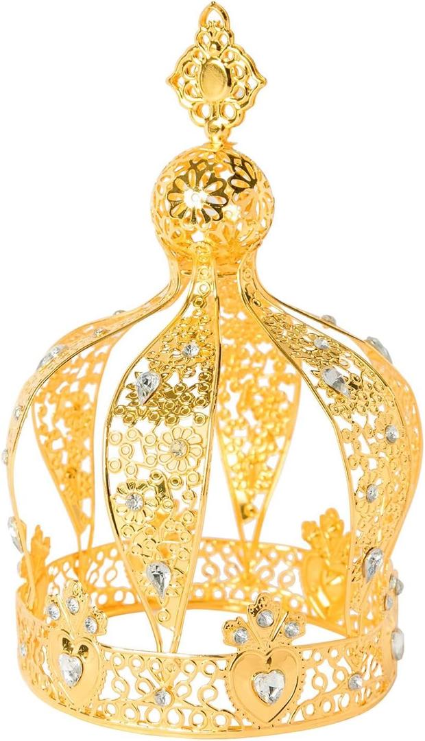 Tower Tiara Crown Birthday Cake Topper Crystal Headpiece Party Cake Decoration Gold
