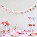 Pink Monthly Milestone Photo Banner - Baby Girl First Year Photo Banner, Pink 1st Birthday Party Decoration for Girl, Newborn to 12 Months Photo Garland, Girl Birthday Cake Smash Photo Props Backdrop