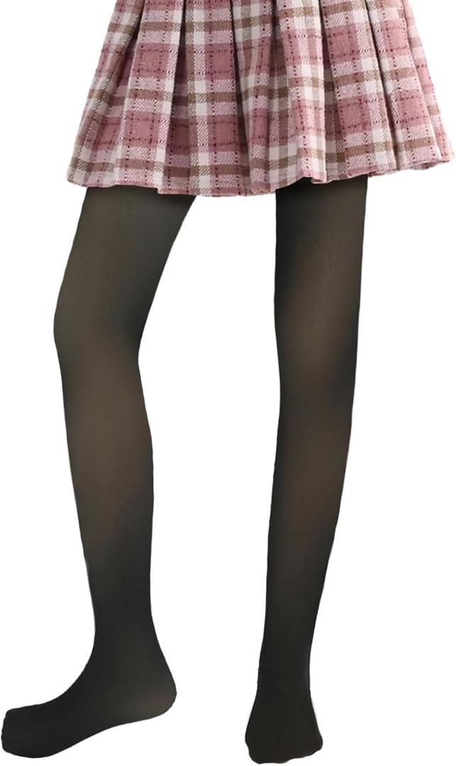 Fleece Lined Tights Sheer Girls, Kids Fake Translucent Warm Thermal Thick Leggings Pantyhose Pants for Winter (4-6 Years)