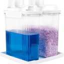 68oz Laundry Detergent Container, 2 Pack Plastic Liquid Detergent Dispenser for Laundry Room Powder,Soap,Fabric Softener, Scent Beads Storage and Organization,with 5 Labels,1 Tray.(2, 68oz)