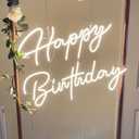CiCiYours Large Happy Birthday LED Neon Sign, 28 inches Personalized Neon Light Sign for Birthday Party Wall Decoration Bar Rave Home Decor Christmas Light Gifts(Warm White)