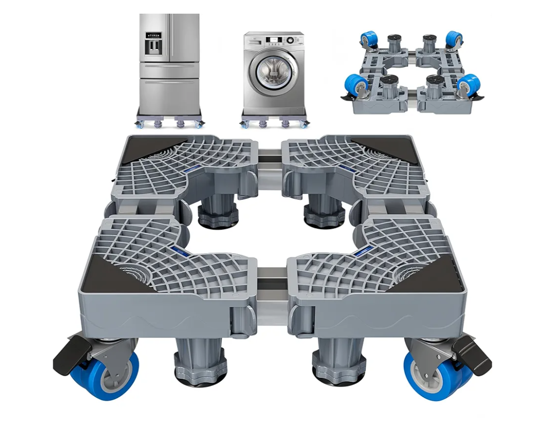 Upgraded Double Fixed Rods, Heavy-Duty Adjustable Washer Stand 18.1”-24.8” with 4 Locking Wheels & 4 Strong Feet - Supports up to 660 lbs, Ideal for Washer, Dryer & Mini Fridge